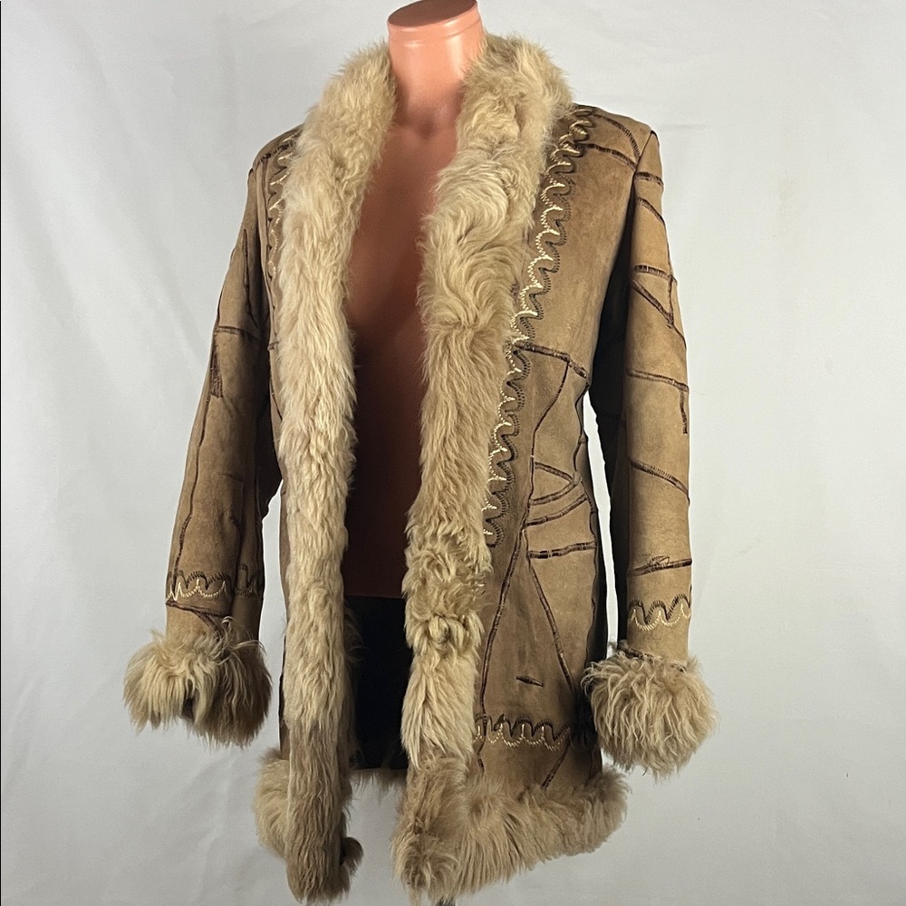Y2K Shearling Pachwork Embroidered Pennylane Coat XS-S